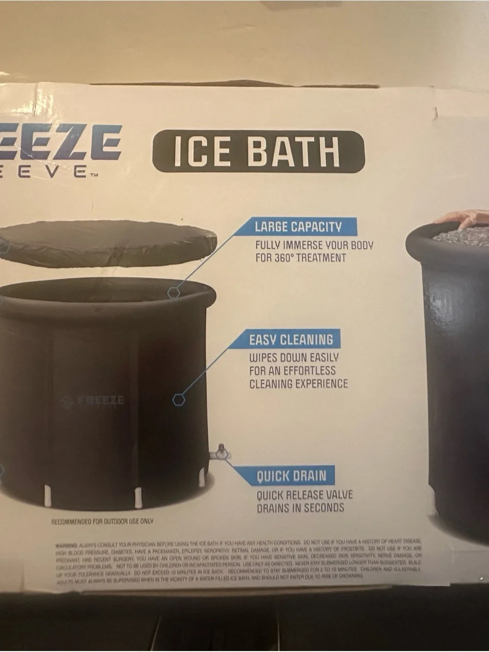 Freeze Ice Bath Portable Cold Immersion Tub - Blue and Black